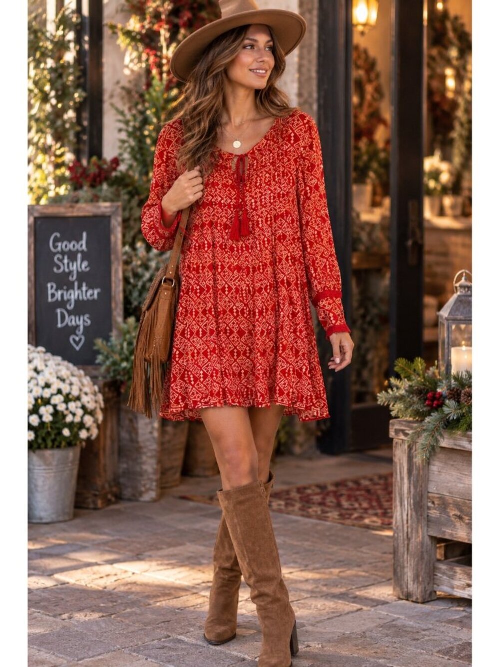 New NWOT Free People Marlo Dress Small Red Geometric Boho Tunic Slip